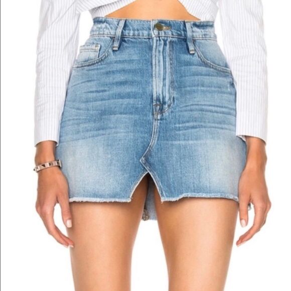 Frame Le Mini Split Front Denim Skirt - Picture 1 of 9